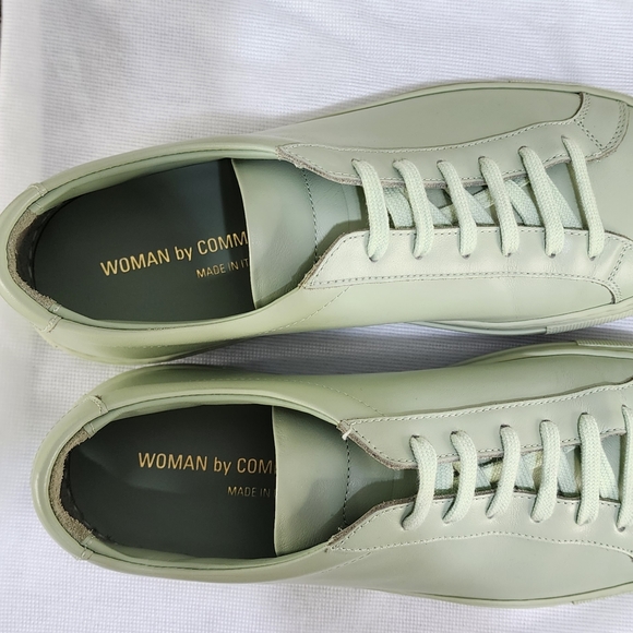 Womens Common Projects Achilles Low Sneakers in Mint Green - Picture 10 of 17
